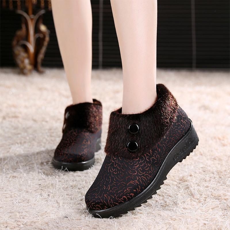 Winter Cloth Shoes Women's Shoes Plus Velvet Warm Non-slip Soft-soled Shoes Cotton Shoes for The Elderly