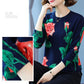 Ethnic Style Rose Print Sweater Women Fall Winter Casual Pullover Sweater Retro Plus Size Woolen Sweater