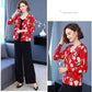 Autumn and Winter Ladies Printed Sweater Retro Round Neck Pullover  Plus Size Casual Bottoming Shirt