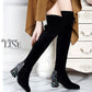 Women's Thick Heel Over Knee Boots High Heel Elastic  Boots Autumn  Winter Plus Fleece High Boots