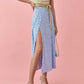 Skirts Women Summer Floral Print High Waist Stretch Slit Long A-Line Skirt Female Side Split Dating Skirts