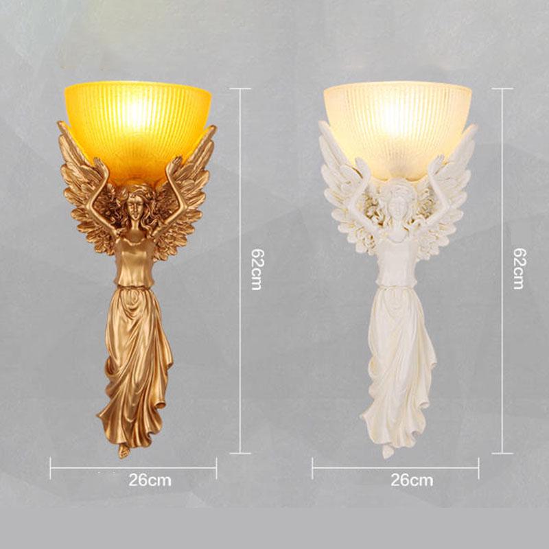 Goddess angel decorative wall lamp living room bedroom bedside aisle creative retro wall lamp gold