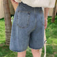 Five Points Denim Shorts Women's Summer High Waist Loose Wide Leg Pants