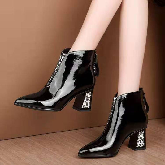 Autumn Winter Short Cylinder Boots With High Heel Boots Shoes Martin Boots Women Ankle Boots