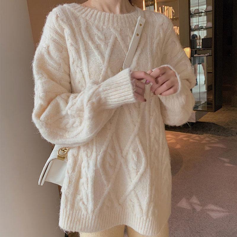 Autumn Winter Thick Sweater Women Knitted Ribbed Pullover Sweater Long Sleeve Turtleneck Jumper Soft Warm Pull Femme