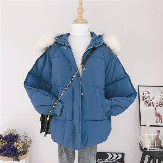 Women's Winter Korean Style Loose Padded Jacket Student Hooded Thick Bread Jacket