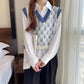 Women's Vest Layered Loose V-neck Sleeveless Knitted Autumn and Winter Short Sweater