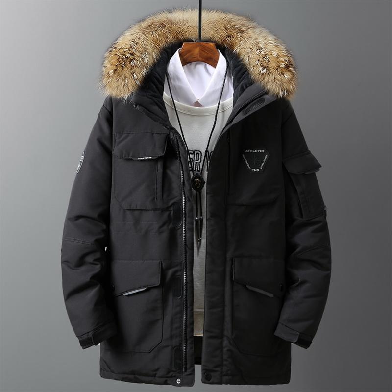 Winter Parka Men's Coat Long Oversize Real Fur Hood Military Army Male Jackets Padded Fleece Cloths
