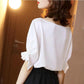 Women's Summer Short Sleeve Shirt Solid Color Large Size Loose Round Neck Top