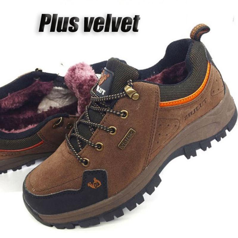 Winter Men's Shoes Hiking Shoes Plus Velvet Warm Outdoor Sports Shoes Large Size Non-slip and Waterproof Travel Shoes