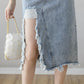 High-waist Denim Skirt Female Spring  Summer Looks Thin Split Split Hole Mid-length Hip Skirt  A-line Skirt
