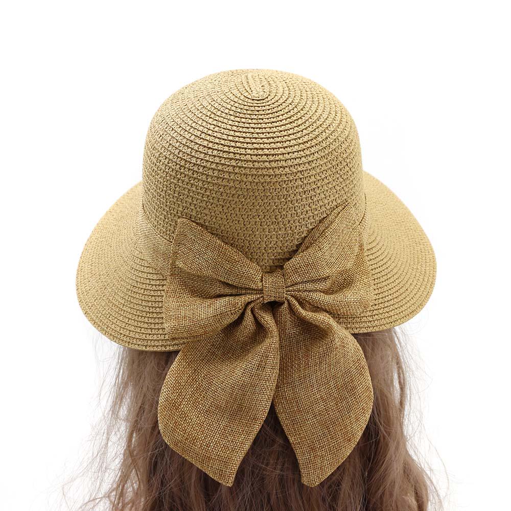 Straw hat Stylish vintage style linen bow summer straw hat