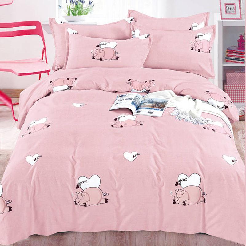 Net Celebrity Four-piece Bedding Cartoon Bed Linen Quilt Sanding Three-piece Student Bedding