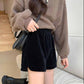 High Waist Corduroy Shorts Plus Size Women's Fat MM Spring and Autumn New Style Korean Outer Wear Boots Pants Casual Wild Wide-leg Pants