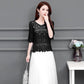 Loose Knit Hollow Crochet Top Hollow Perspective Shawl Blouse Female Pullover Top Mid Sleeve V Neck Knit Sweater