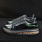 Men Sneakers Bright Leather Shock Absorption Sports Shoes Outdoor Lightweight Running Shoes Training Shoes Black and White