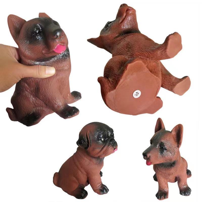2 Pieces Little Wolf Dog Toy Pug Simulation Toy Sound Bite-resistant Dog Toy Puppies Molar Teeth Cleaning Toys Pet Dog Cats Grind Teeth Play Fun Toy