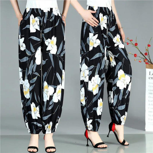 Women's Pants Spring and Summer Thin Dancing Bloomers Anti-mosquito Pants Outer Wear Cotton Silk Long Pants