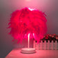 European Fashion Net Red Feather Table Lamp Wedding Celebration Decoration White Bedroom Bedside Creative Living Room Small Light