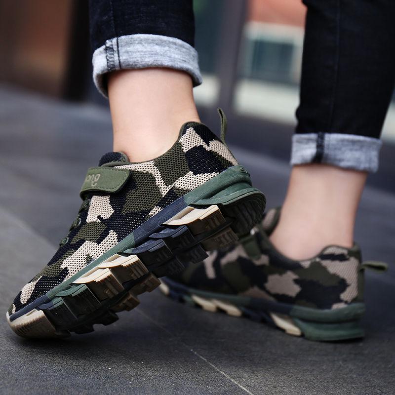 Mudipanda Boys Shoes  Spring 9 Students 10 Children 7 Years Old Breathable 8 Mesh Children's Camouflage Sneakers