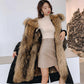 Parka The Long Detachable Raccoon Fur Liner Thickened Imitation Fur Plus Size Jacket for Women To Keep Warm and Comfortable