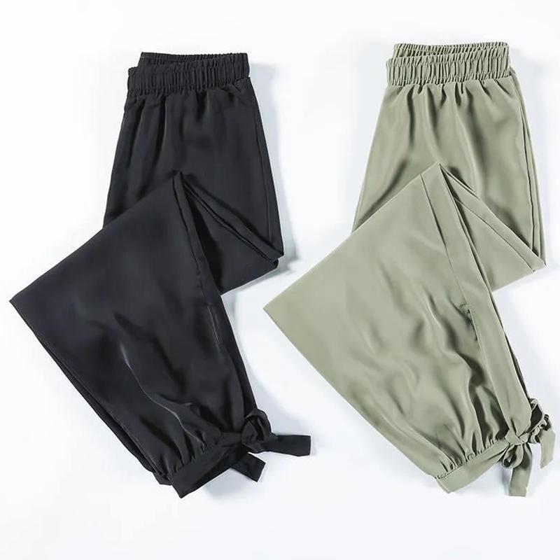 Ice Silk Bloomers Women Chiffon Summer Fat Ladies Thin Pants Loose and Thin Waist Nine-point Casual Pants