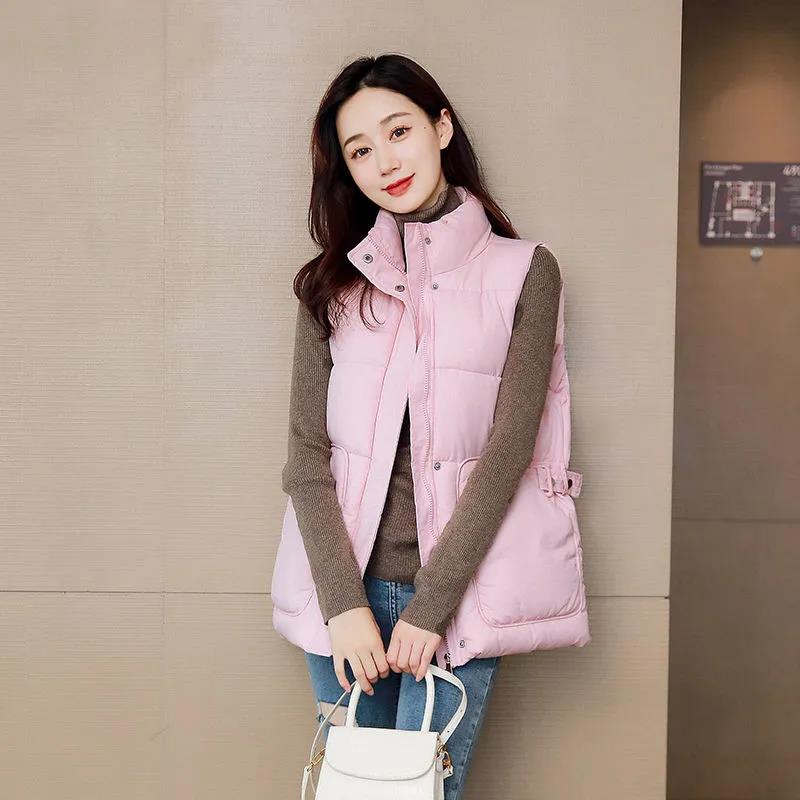 Down Cotton Vest Women's Short Autumn and Winter Large Size Loose Thick Cotton Coat