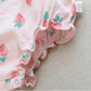 Newborn Infant Baby Girls Clothes Straps Strawberry Print Romper Sunsuit Hat Bodysuit Romper Baby Babykleding