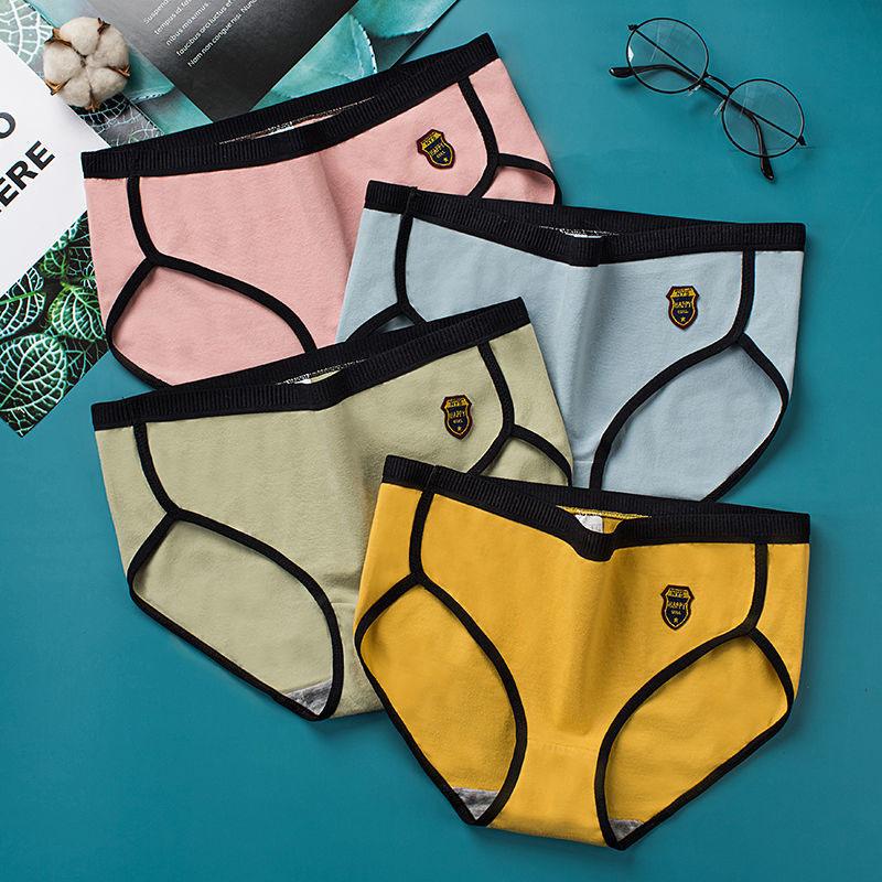 4-pack Women's Cotton Adult Underwear Antibacterial Mid-waist Breathable Japanese Briefs Student Korean Version Plus Size Briefs