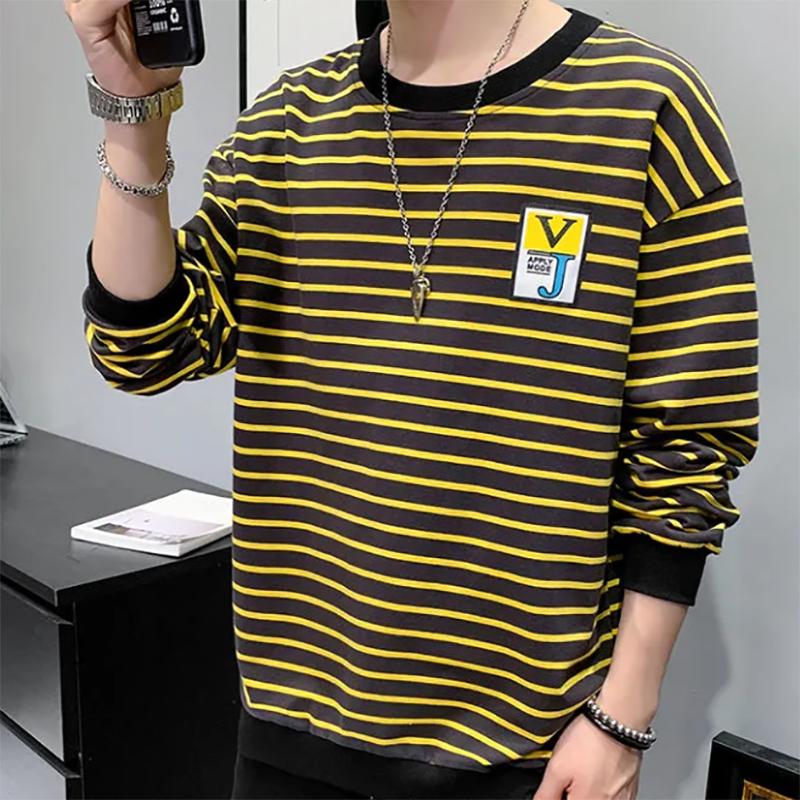 Men's Sweater Autumn Trend Tops Youth Striped Bottoming Long-sleeved Autumn Sweatshirts