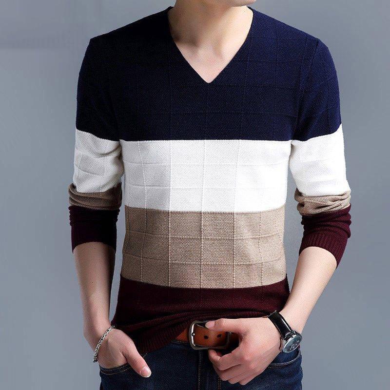 Cashmere Wool Sweater Men 2019 Autumn Winter Slim Pullovers Men V-Neck Pull Homme Christmas Sweaters
