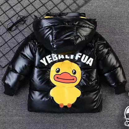 Children's Clothing Wash-free Down Winter Warmth Middle and Small Children's Padded Jacket Male Baby Little Yellow Duck Pattern Cotton Jackets
