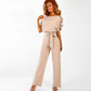 Women Solid Color Jumpsuit Summer Short Sleeve Casual One Piece Romper Lady Slim Long Overalls