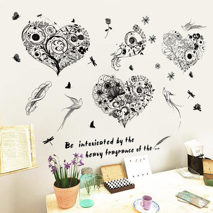 Flower bird dish heart wall stickers bedroom living room window study TV sofa background decoration