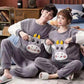 Cartoon Couple Pajamas Suit Tops and Pants Men Home Clothes Ladies Winter Cashmere Warm Homewear