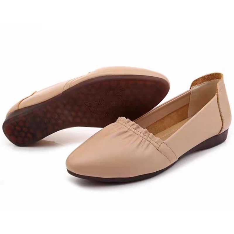 Tendon Sole Shoes Women's Spring All-match Soft Bottom Pumps Soft Leather Pointed Toe Flat Shoes