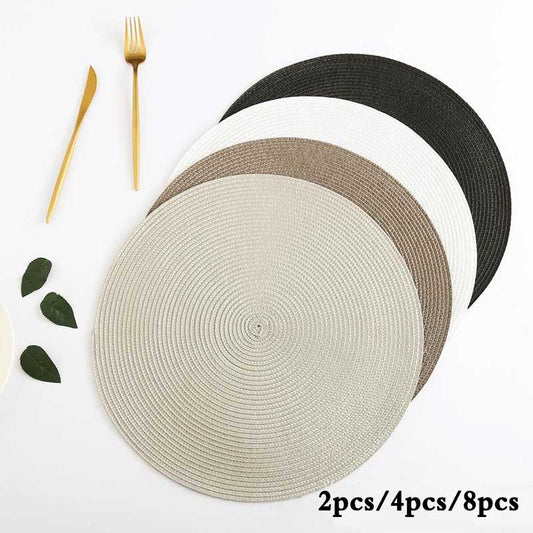 2pcs/4pcs/8pcs PP Round Cushion Weaving Waterproof and Mildew-proof Tablecloth Heat Insulation