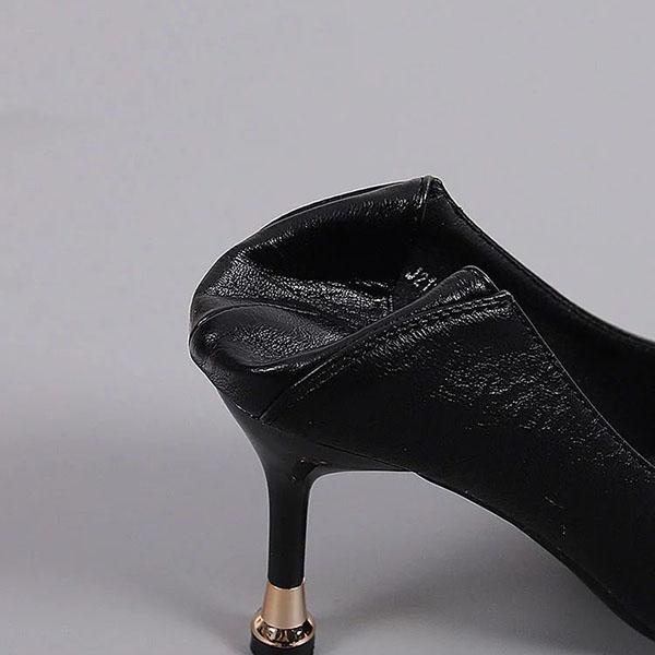 Women's Spring and Summer Soft Leather High Heels Genuine Leather Stiletto Shoes Rhinestone Butterfly Shoes for Office Ladies