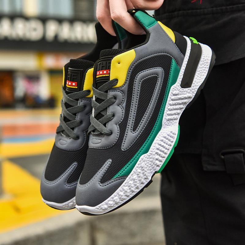 Casual Color Matching Men's Shoes Male Student Fashion Sneakers Breathable All-match Korean Running Shoes