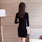 Winter China Style Sexy Slim Bodycon Knit Skirt Traditional Buckle Bottom Sweater Dress