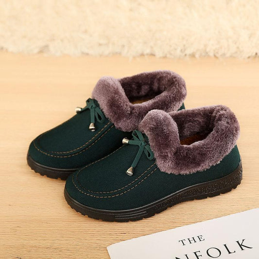 Winter Cotton Shoes Women's Flannel Surface Plus Velvet Thickening Warm Mother Shoes Tendon Bottom Non-slip