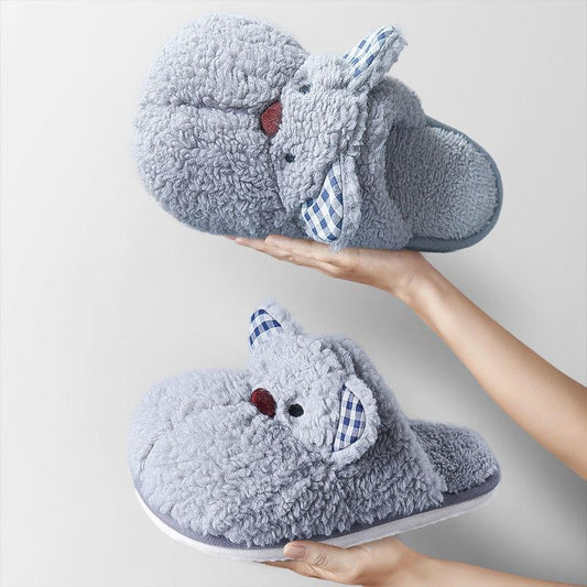 Autumn and Winter Bobby Bear Cotton Slippers Indoor Non-slip Warm Flat Shoes Comfortable and Casual