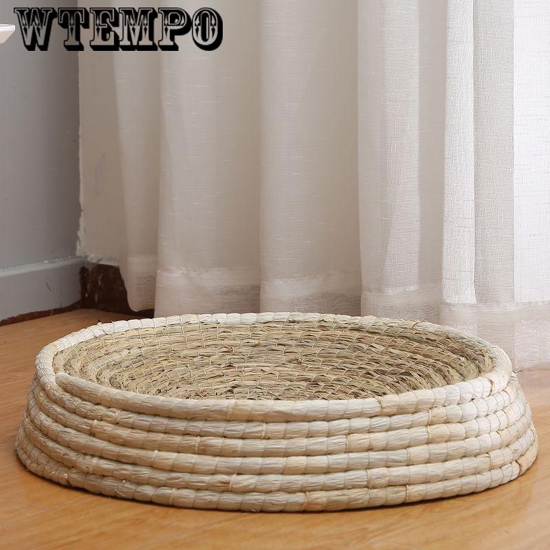 Natural strawDog Bed Mat Animal Kennels Lounger Pet House Dog Bed Pad Big Dog Pet Supplies