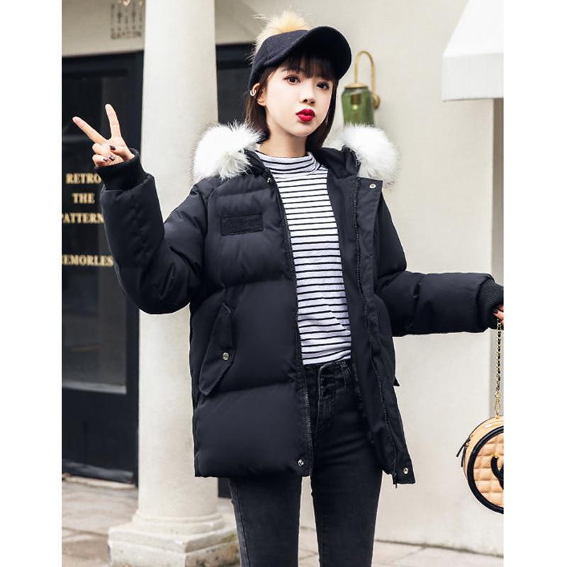 Real Shot Thickening Fashion Women's Down Jacket Wild Hooded Short Korean Cotton Jacket