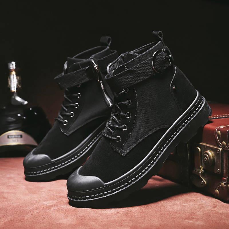 Men Fashion Winter Warm Retro Martin Short Boots Round Toe Outdoor Shoes Ankle Strap