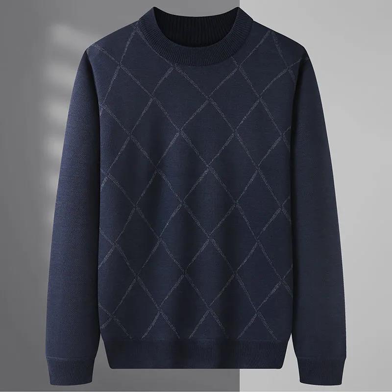 Plus Velvet Thick Winter Sweater Round Neck Long-sleeved Sweater Bottoming Shirt Men's Warm Top