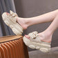 Flower Slippers Women Summer Thick Bottom Outside Wear Wedge Heel Muffin Lazy People Increase Temperament Light Sandals and Slippers