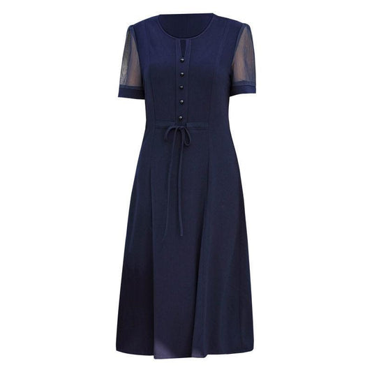 Mid-length L-XXXXXL Women's Summer Dress Chiffon Veil Round Neck Short Sleeve Solid Color Daily Wear