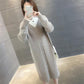 Mid-length Half Turtleneck Sweater Autumn and Winter Plus Velvet Padded Base Shirt Over-the-knee Warm Dress