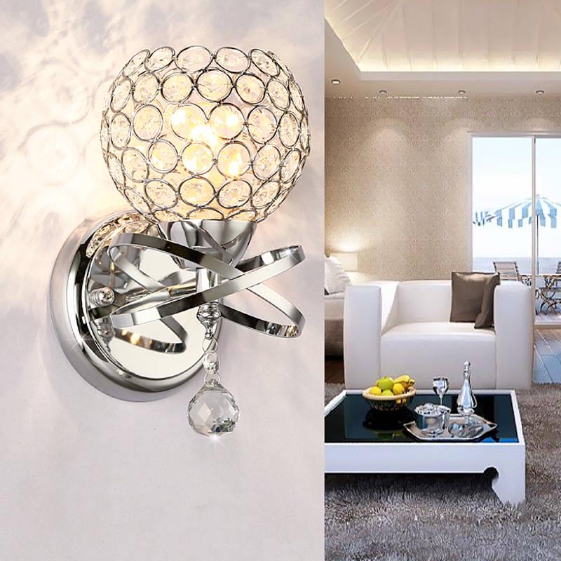 LED Crystal Wall lamp Wall  Light Creative Bedroom Bedside Wall Lamp Crystal Lights Gold/Sliver